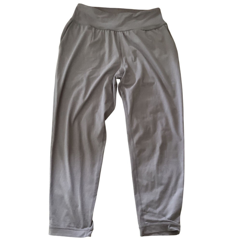 Prana Women Grey Micro Stripe Yoga Jogger Pants Size Small Wide Waistband